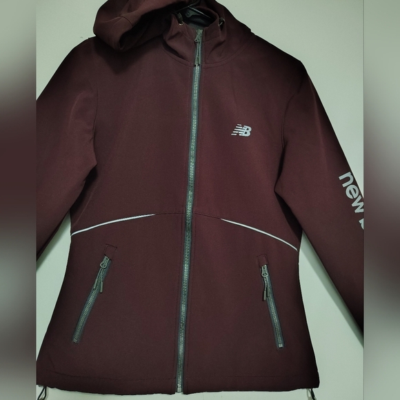 New Balance women's hooded sweatshirt jacket, size S, fleece full zip burgundy. - Picture 5 of 14